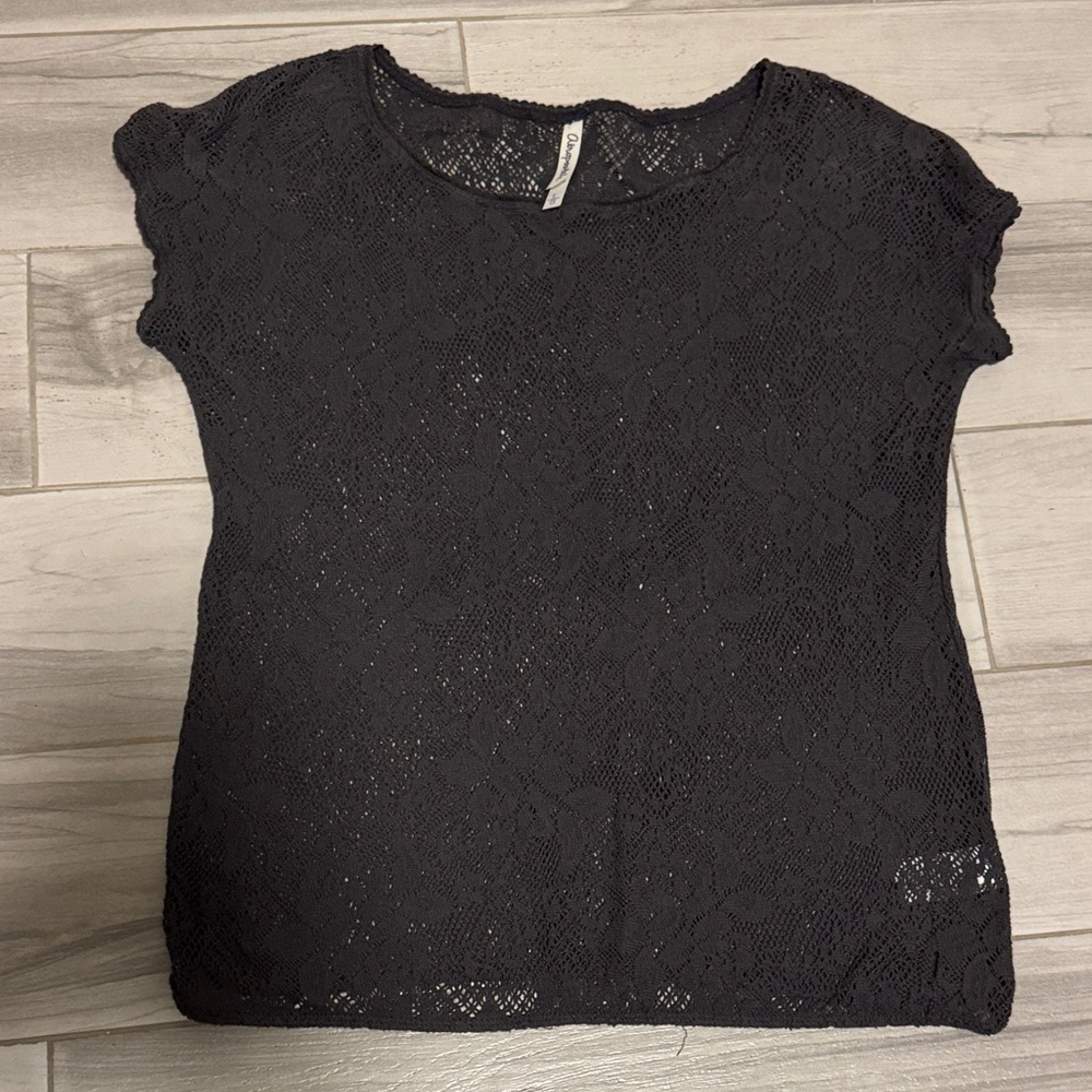 Aeropostale Charcoal Lace Knit Top